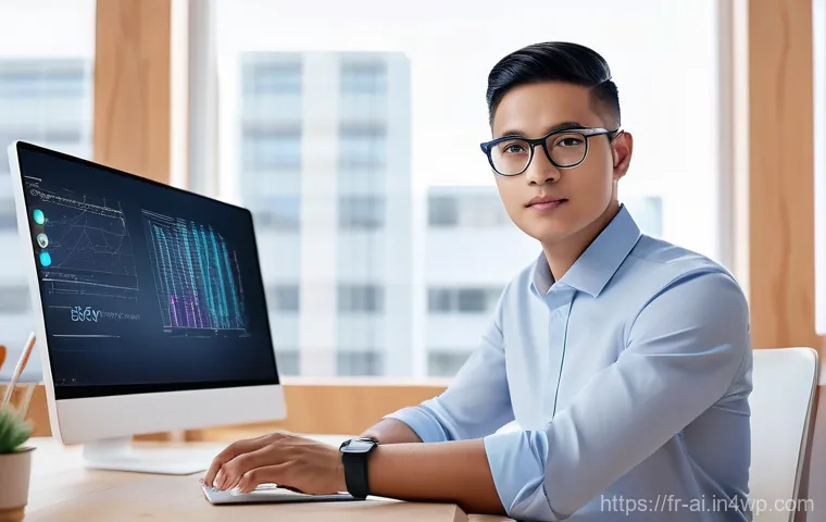 AI 도구 선정 시 고려해야 할 요소 - **Prompt:** A young professional, appearing gender-neutral, is seated comfortably at a sleek, modern...