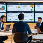 AI와의 협업을 위한 비즈니스 모델 혁신 - A modern e-commerce office environment in Paris, featuring diverse professionals collaborating aroun...