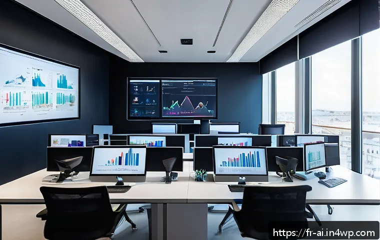 AI 툴을 이용한 효율성 분석 - A modern French office environment showcasing a team of diverse professionals collaboratively analyz...